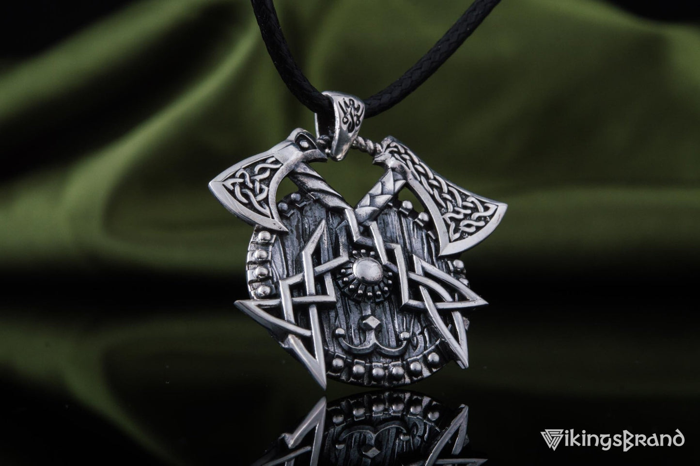 Viking Axes with Shield Sterling Silver Norse Vikings Jewelry