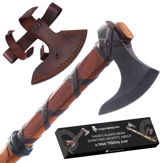 Viking Battle Axe - The Skeggøx - Hand Forged Skegg Axe Head Brown - Viking Axe of Ragnar Lothbrok
