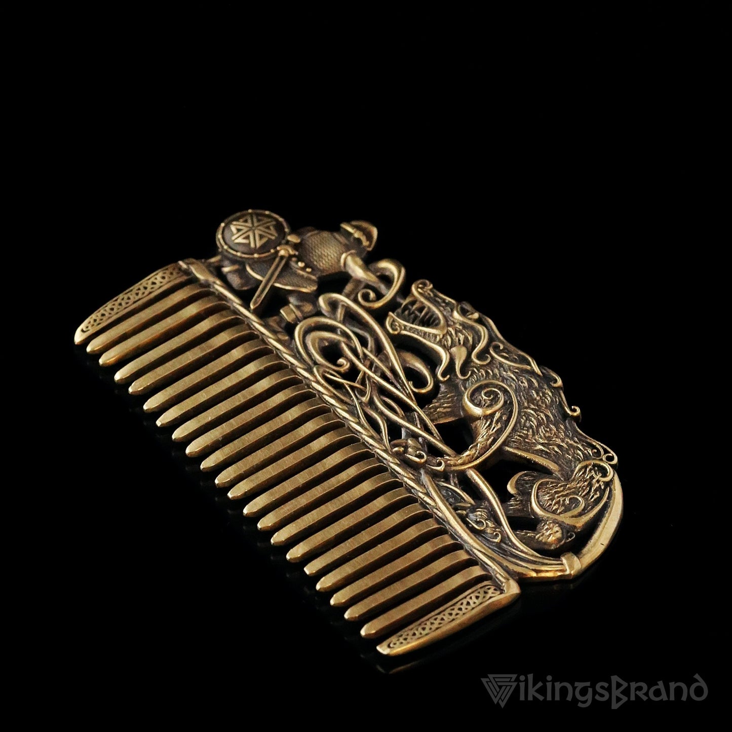 Viking Beard & Hair Brass Fenrir Comb