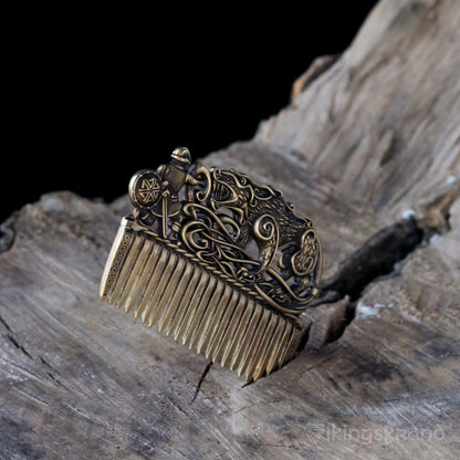 Viking Beard & Hair Brass Fenrir Comb