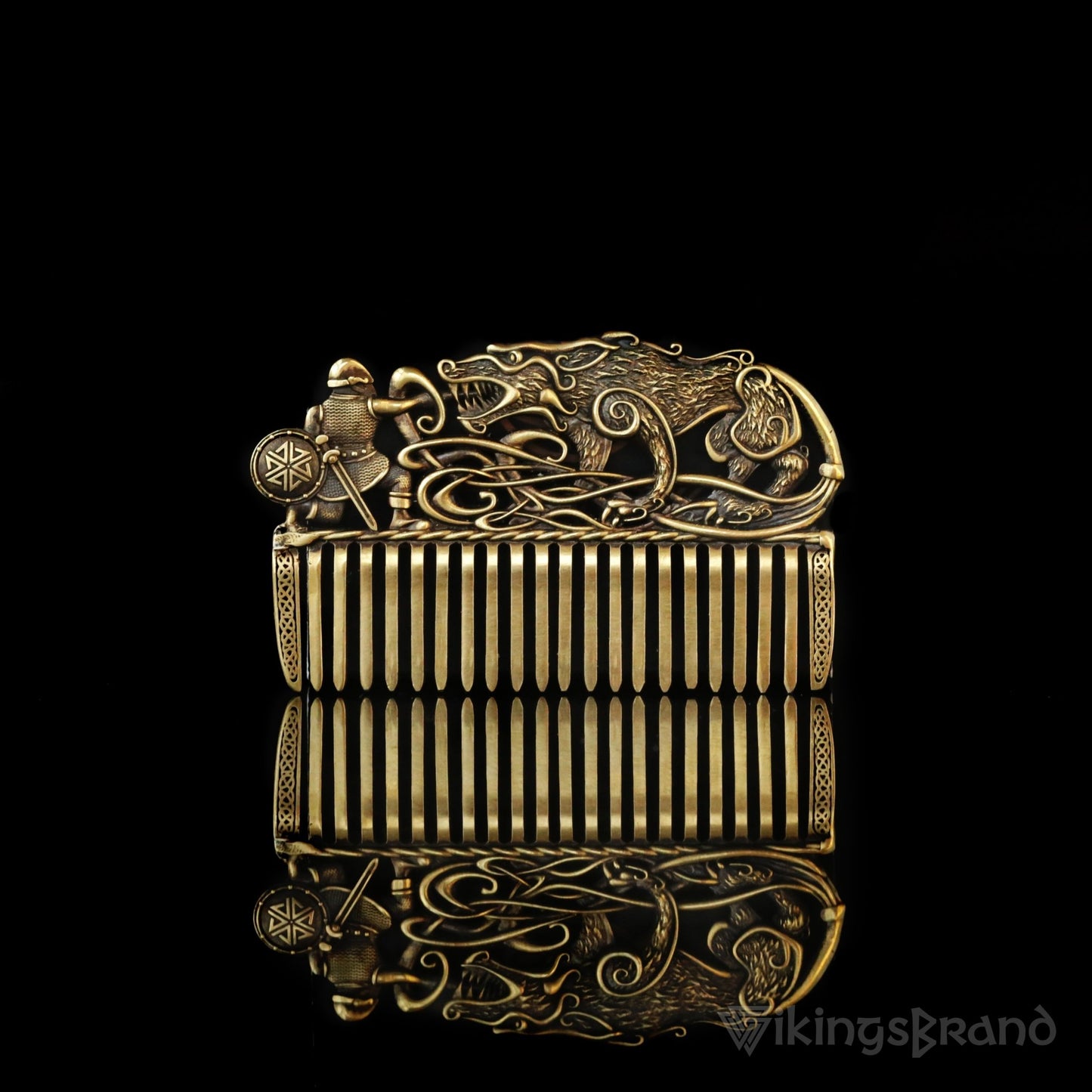 Viking Beard & Hair Brass Fenrir Comb