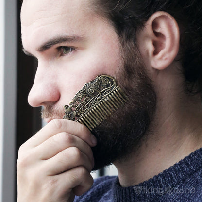 Viking Beard & Hair Brass Fenrir Comb