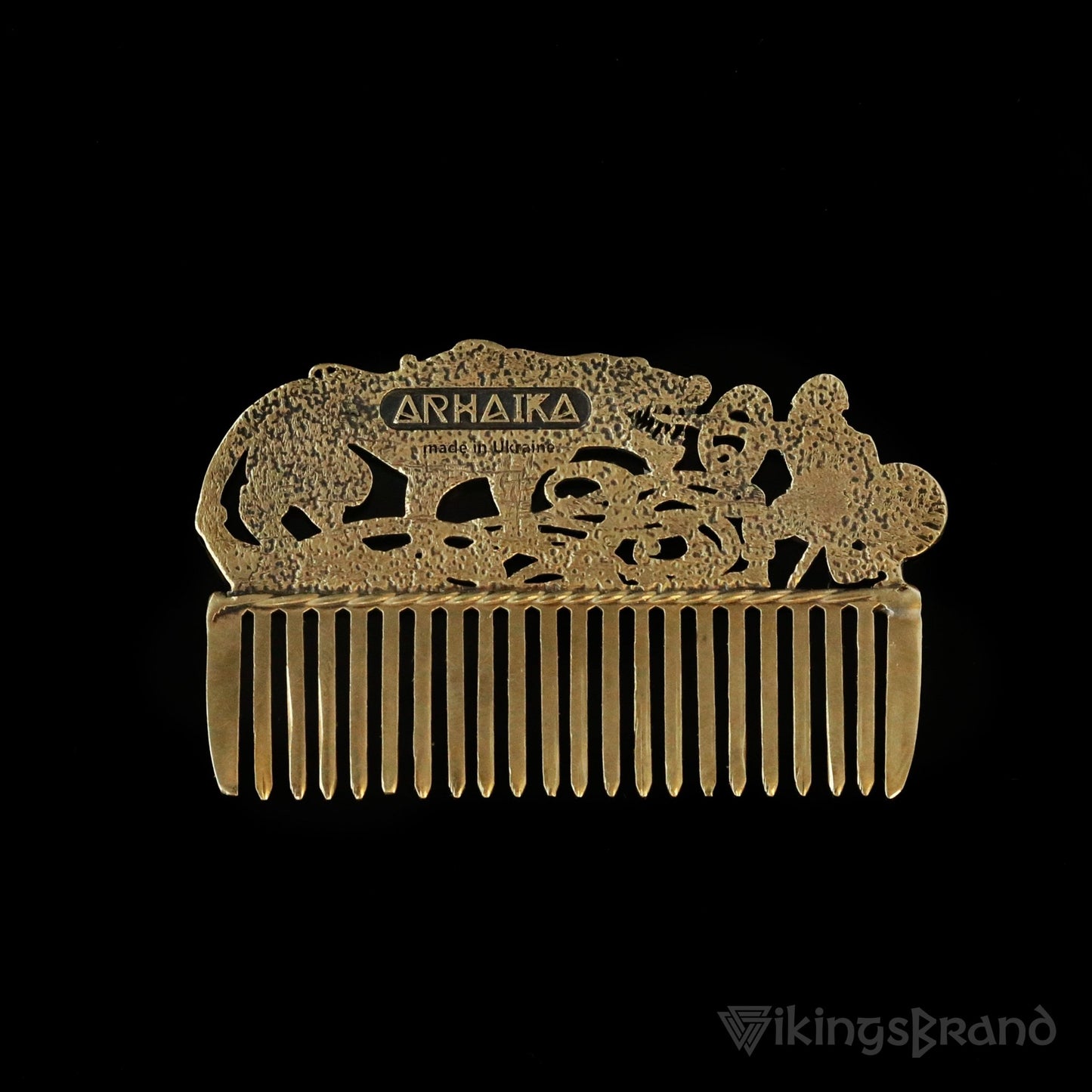 Viking Beard & Hair Brass Fenrir Comb