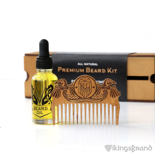 Viking Beard Premium Oil Kit with Odin's Beard Comb
