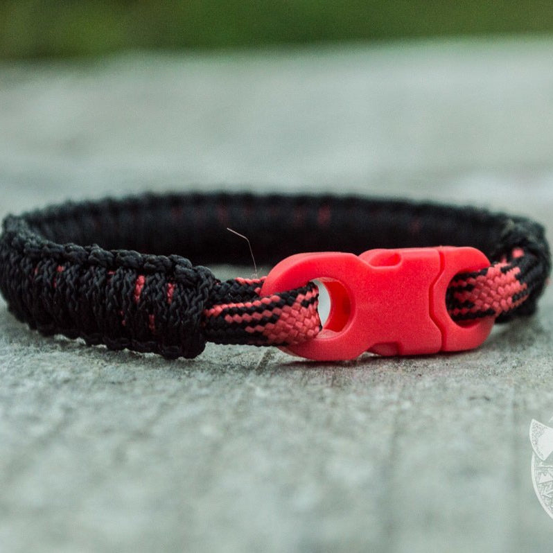 Viking Black with Red Survival Small Paracord Bracelet - VikingsBrand