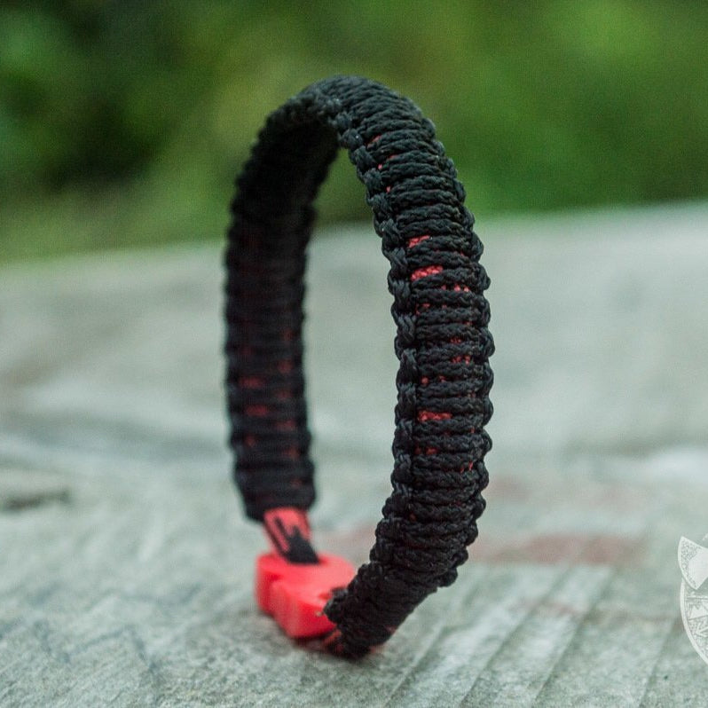 Viking Black with Red Survival Small Paracord Bracelet - VikingsBrand