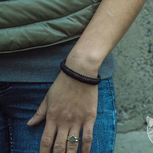 Viking Black with Red Survival Small Paracord Bracelet - VikingsBrand
