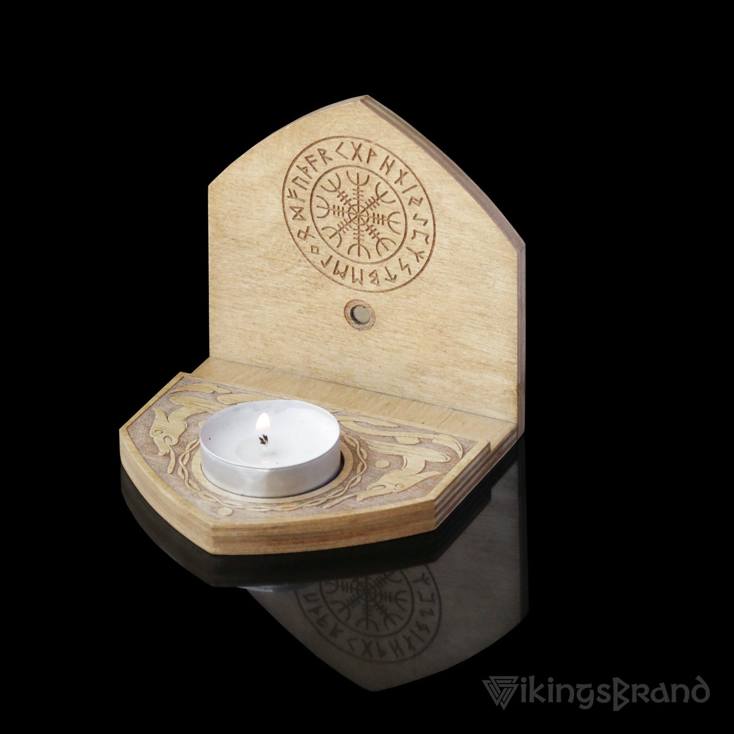 Viking Candlestick, Statue of Odin with Runes Inside