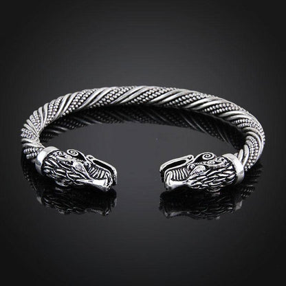 Viking Cuff Bracelet with Wolf Head - VikingsBrand