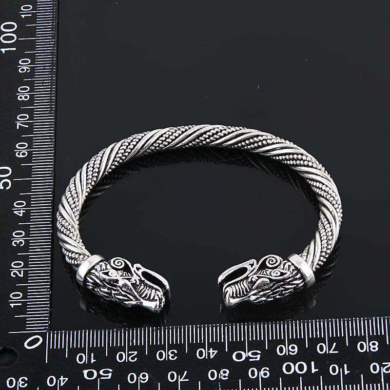 Viking Cuff Bracelet with Wolf Head - VikingsBrand