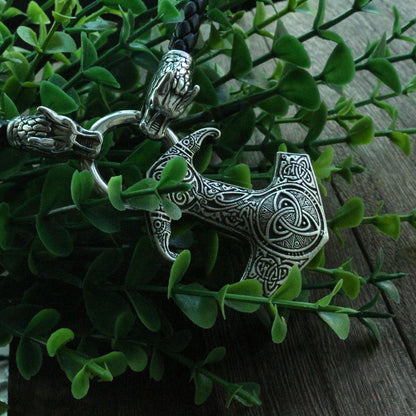 Viking Dragon Head Necklace with Thor's Hammer Pendant - VikingsBrand