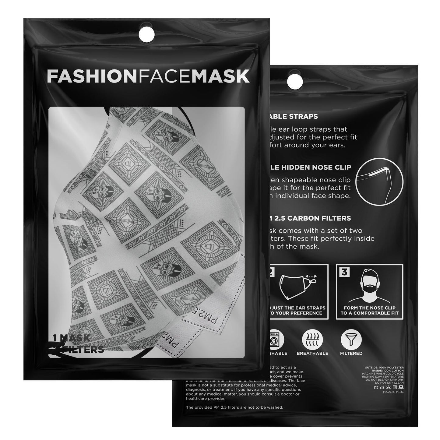 Viking Face Mask Cover with Viking Pattern