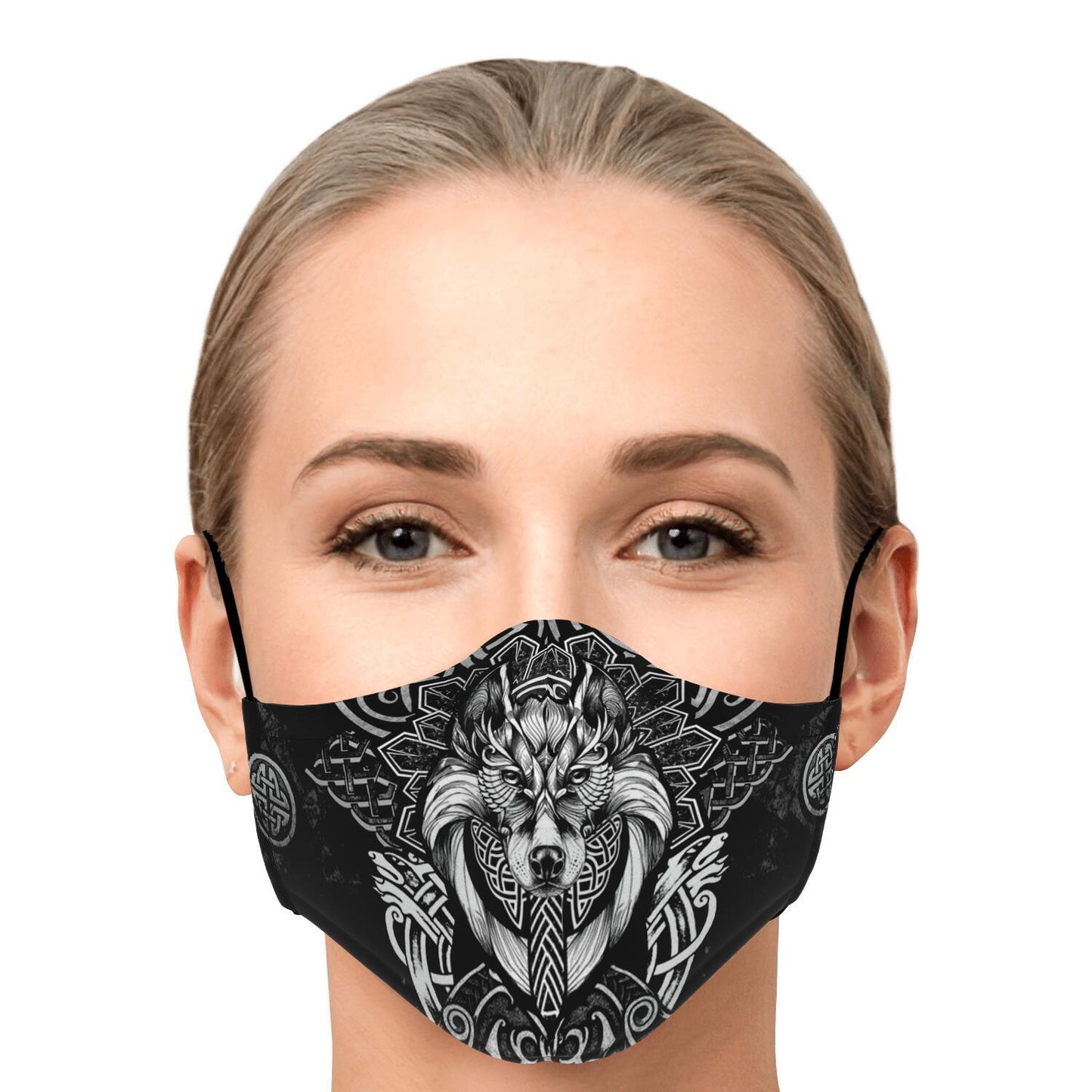 Viking Face Mask Cover with Wolf Head