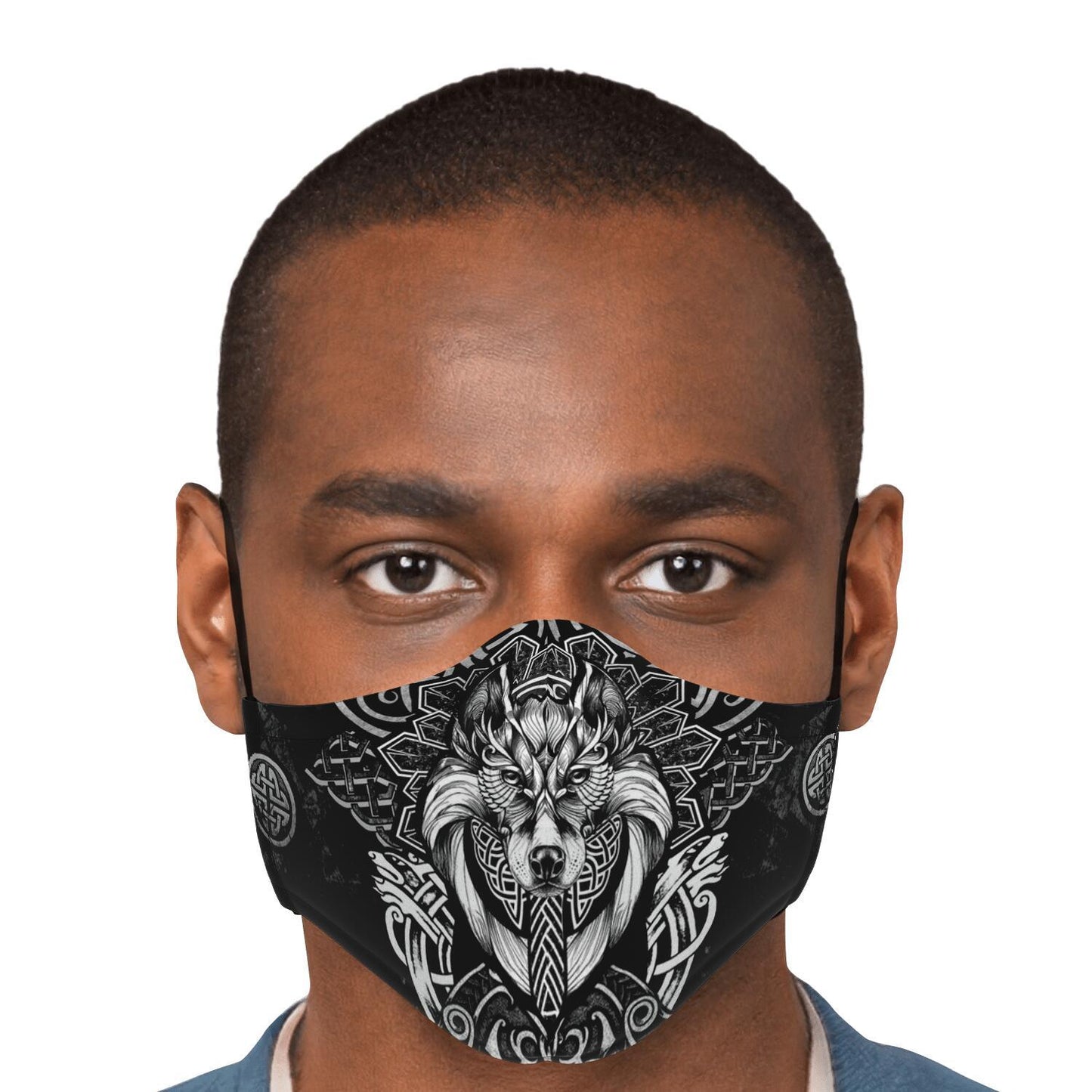Viking Face Mask Cover with Wolf Head