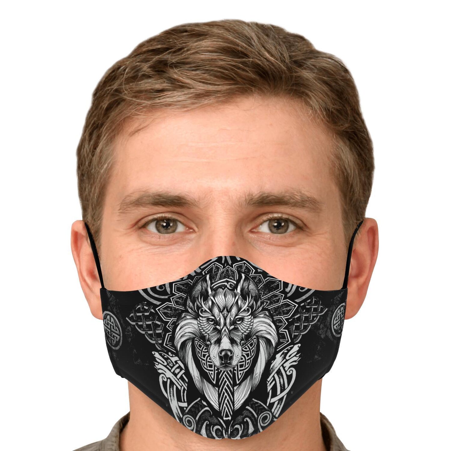 Viking Face Mask Cover with Wolf Head