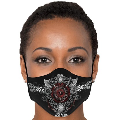 Viking Face Mask Cover with Wolf Heads & Axes