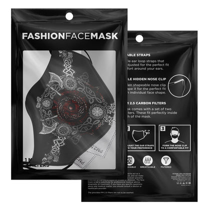 Viking Face Mask Cover with Wolf Heads & Axes