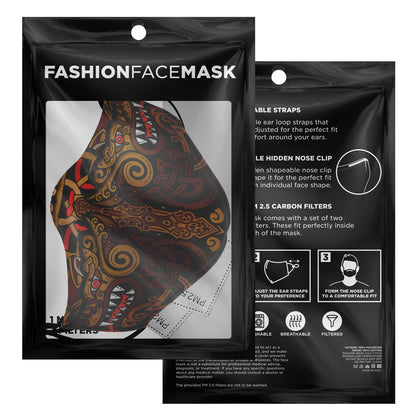 Viking Face Mask Cover with Wolves