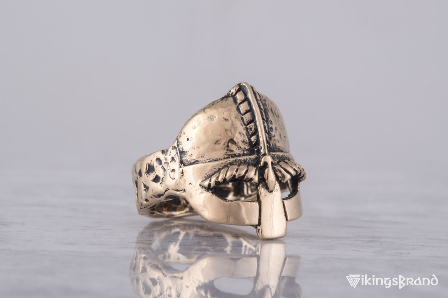 Viking Helmet Bronze Unique Ring Viking Jewelry