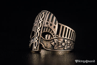 Viking Helmet with Norse Ornament Bronze Unique Vikings Ring