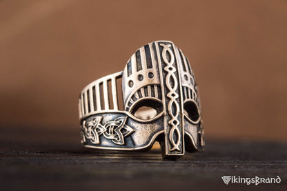 Viking Helmet with Norse Ornament Bronze Unique Vikings Ring