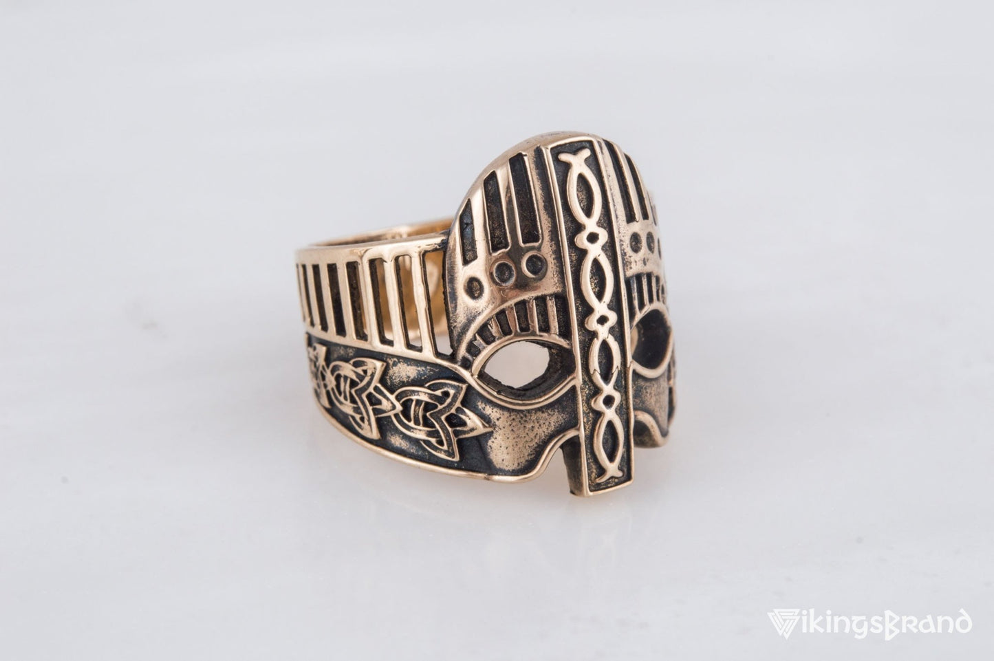 Viking Helmet with Norse Ornament Bronze Unique Vikings Ring