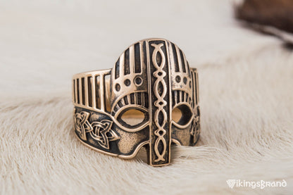 Viking Helmet with Norse Ornament Bronze Unique Vikings Ring