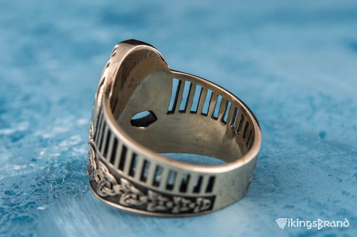Viking Helmet with Norse Ornament Bronze Unique Vikings Ring