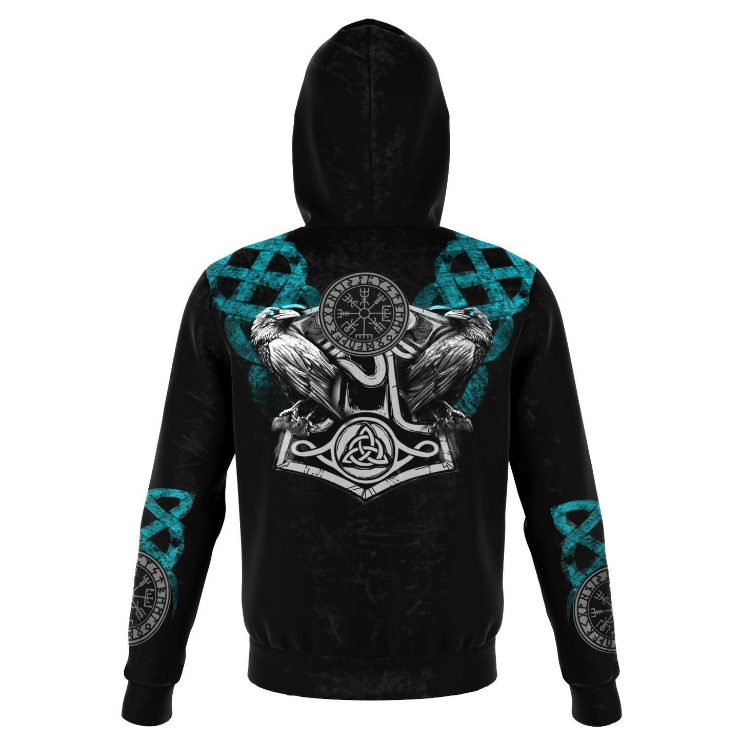 Viking Hoodie with Wolves and Ravens