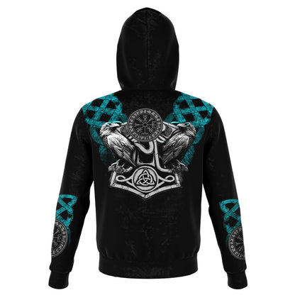 Viking Hoodie with Wolves and Ravens