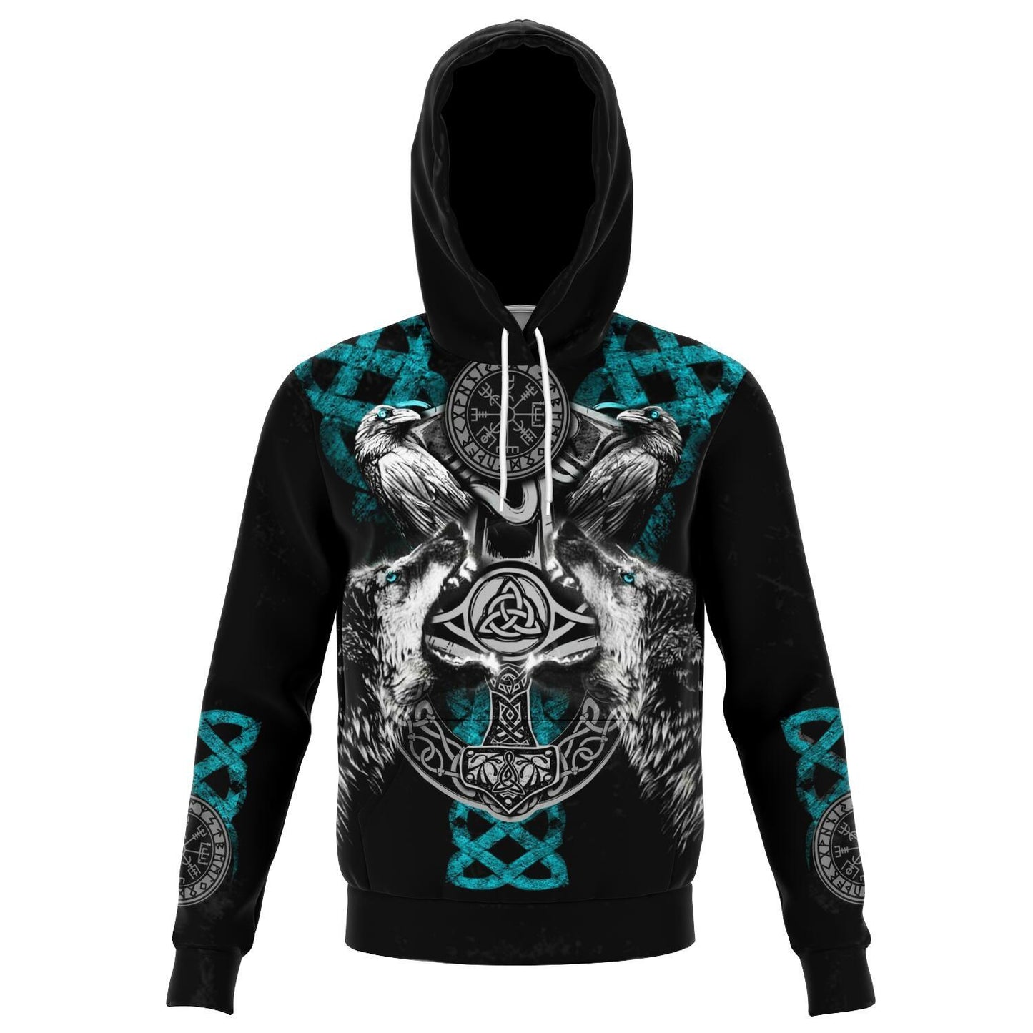 Viking Hoodie with Wolves and Ravens