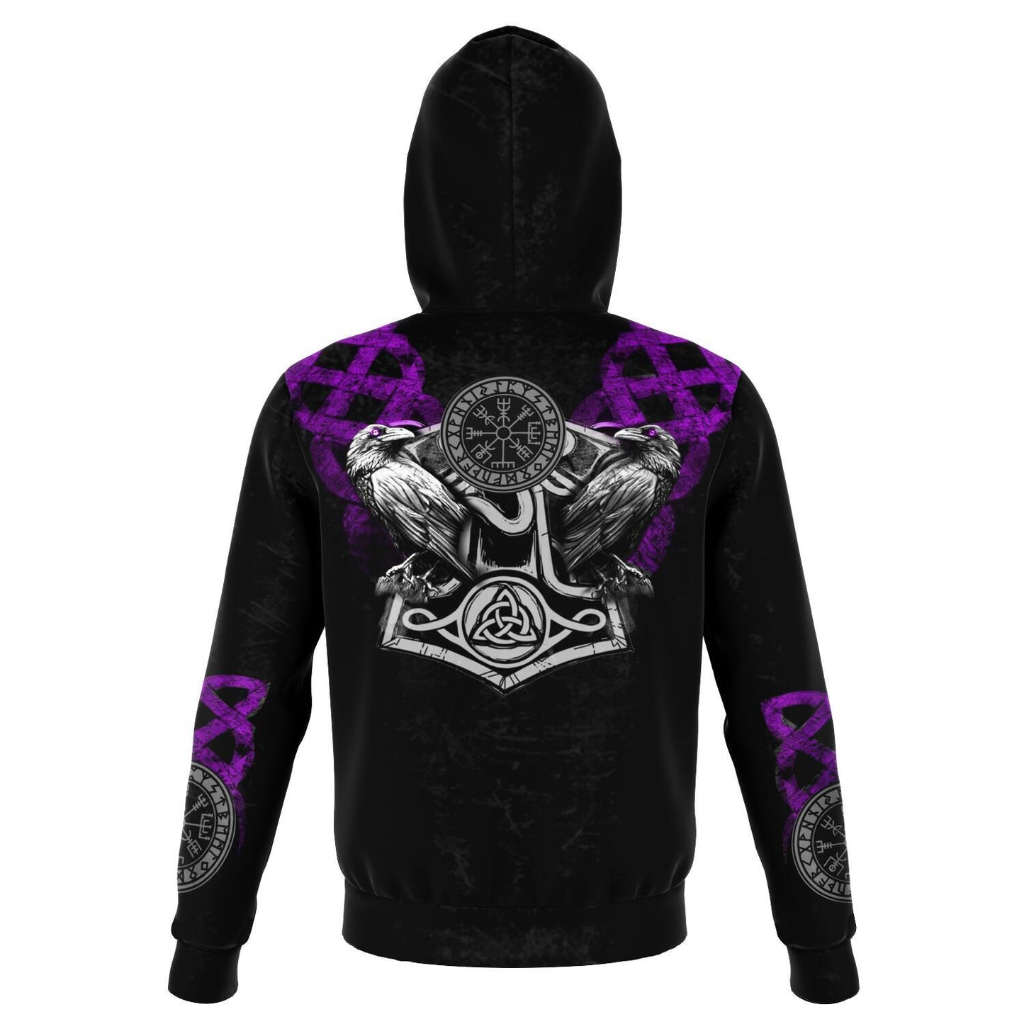 Viking Hoodie with Wolves and Ravens - Purple