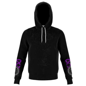 Viking hoodie with wolves and ravens, purple – view 2