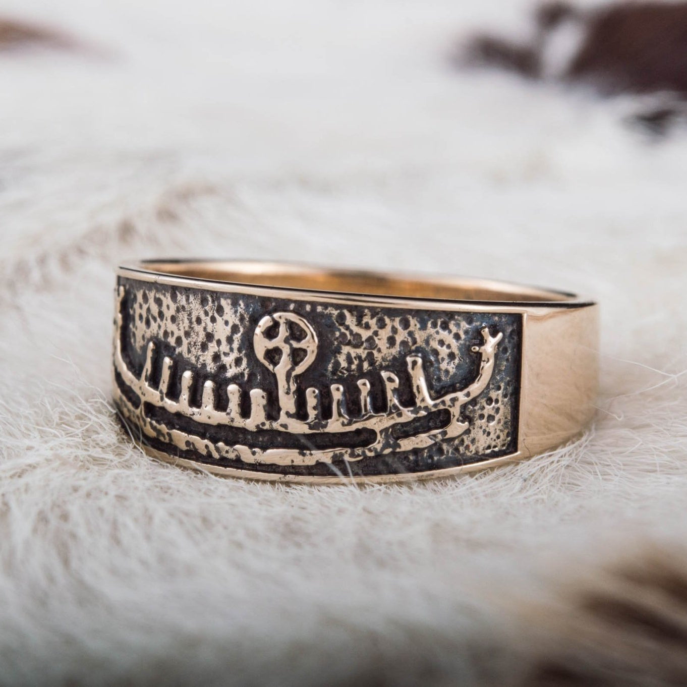 Viking Longship Bronze Ring