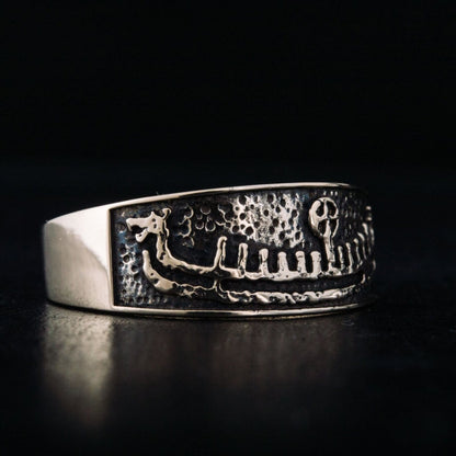 Viking Longship Bronze Ring