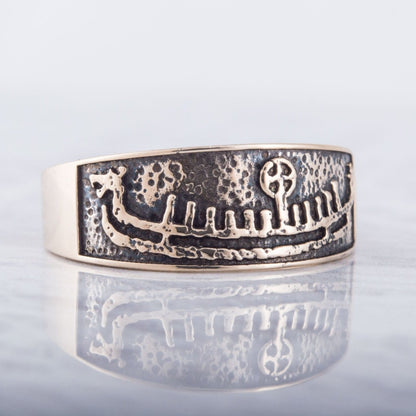 Viking Longship Bronze Ring