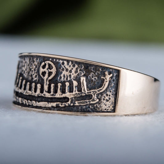Viking Longship Bronze Ring