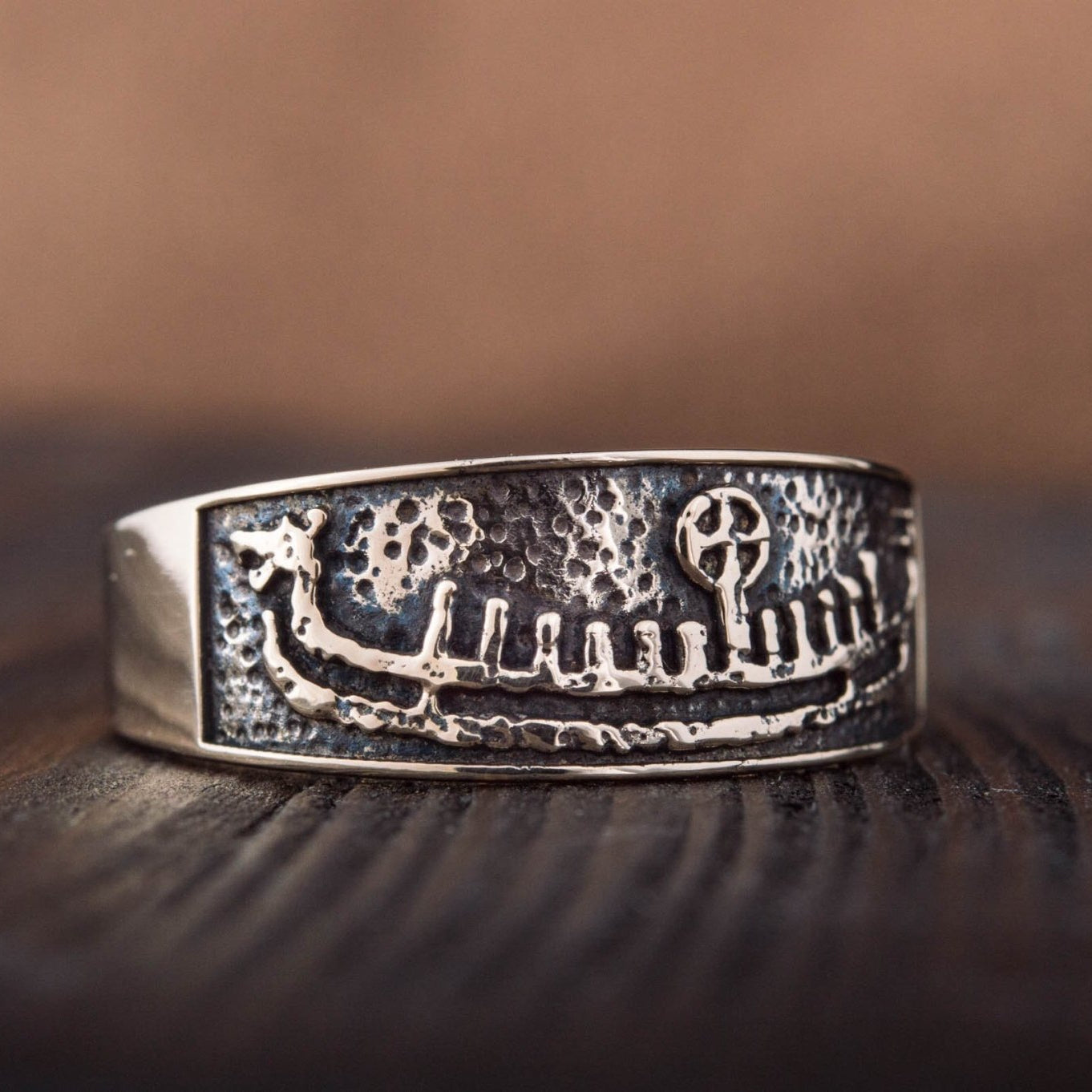 Viking Longship Bronze Ring