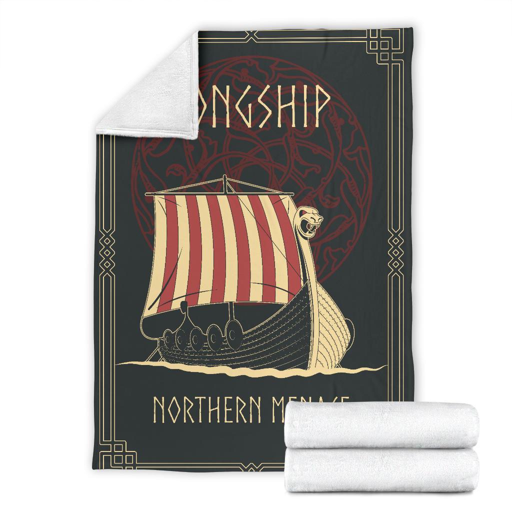 Viking Longship Fleece Blanket - Viking Home Accessories - VikingsBrand