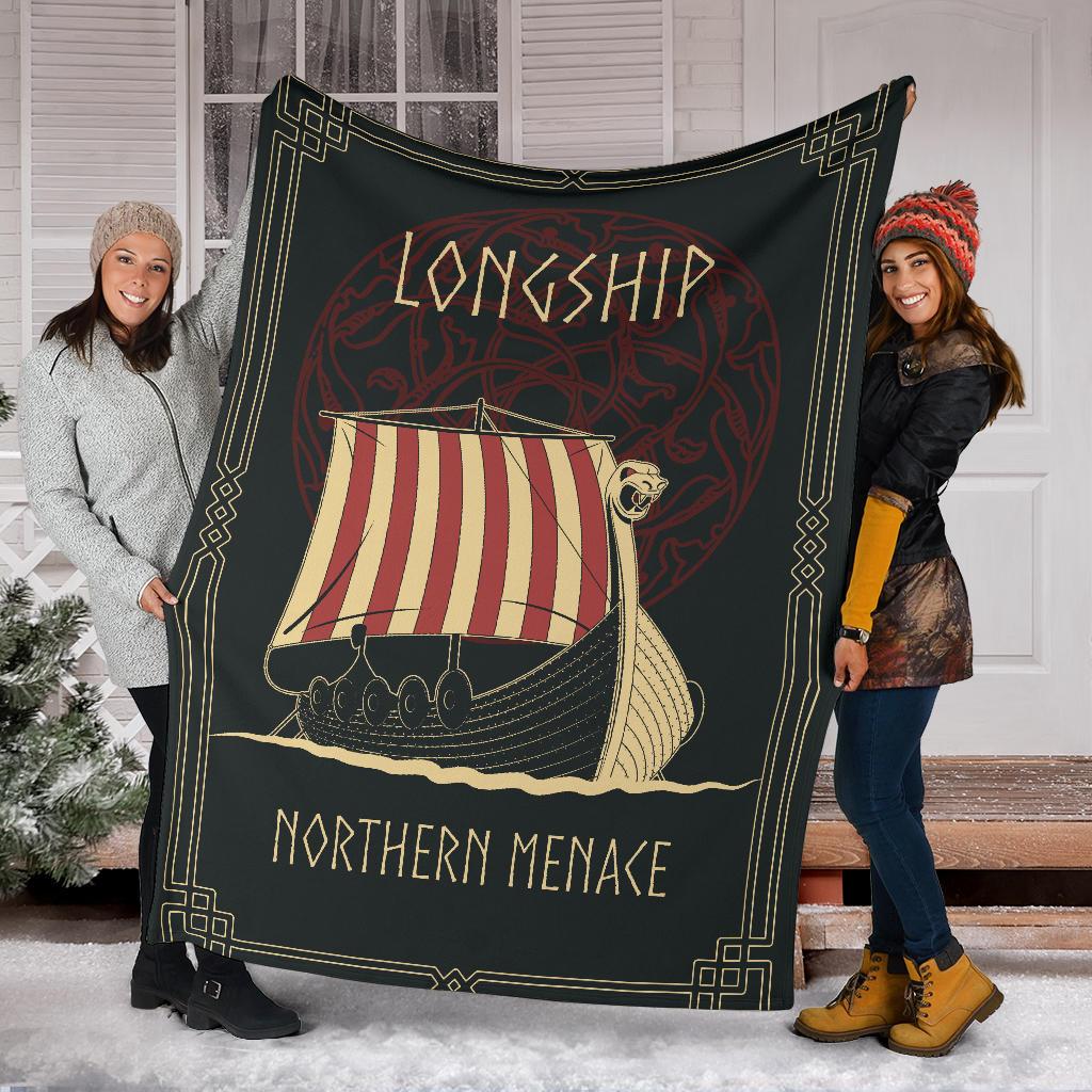 Viking Longship Fleece Blanket - Viking Home Accessories - VikingsBrand