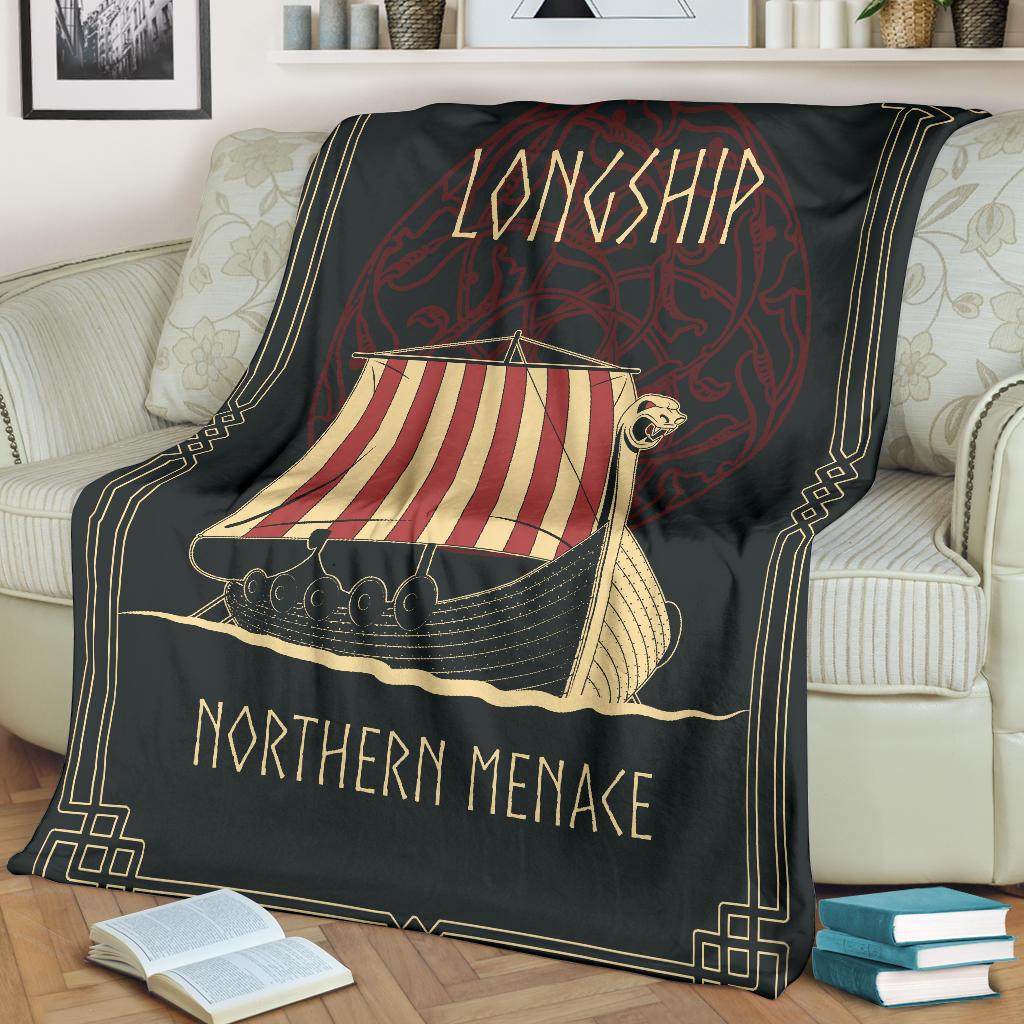 Viking Longship Fleece Blanket - Viking Home Accessories - VikingsBrand
