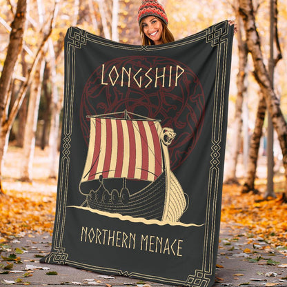 Viking Longship Fleece Blanket - Viking Home Accessories - VikingsBrand