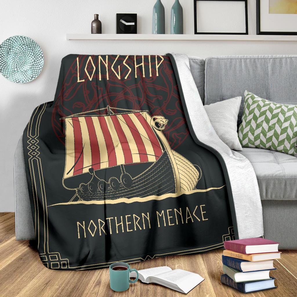 Viking Longship Fleece Blanket - Viking Home Accessories - VikingsBrand