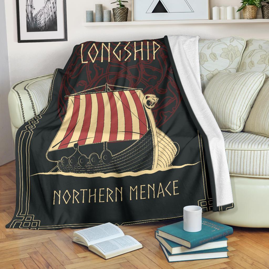 Viking Longship Fleece Blanket - Viking Home Accessories - VikingsBrand