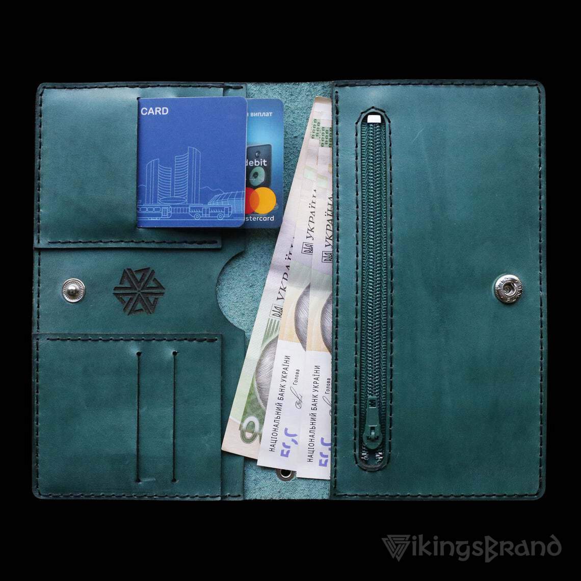 Viking Men's Genuine Leather Wallet with Fehu Rune