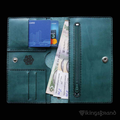 Viking Men's Genuine Leather Wallet with Fehu Rune