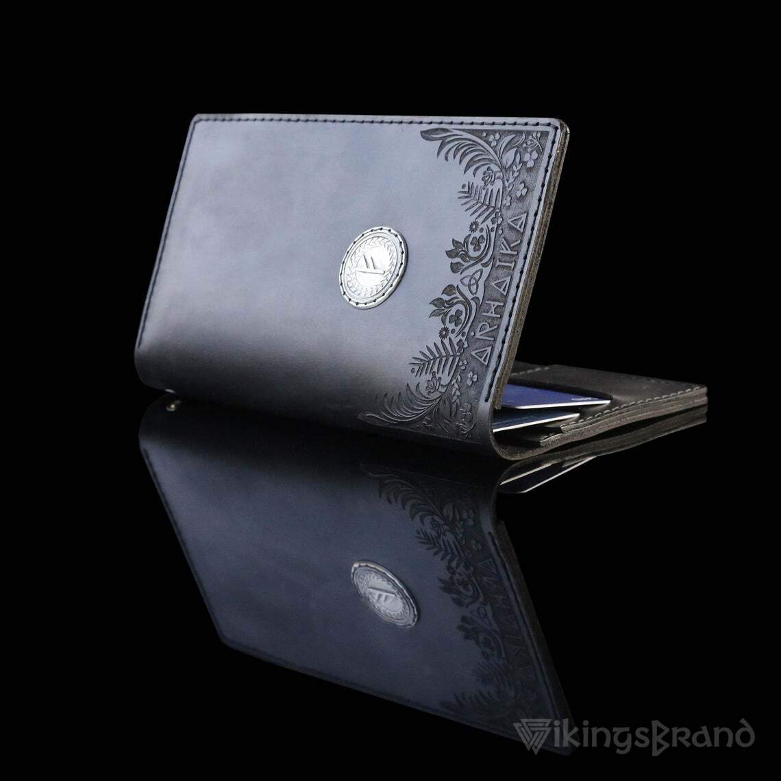 Viking Men's Genuine Leather Wallet with Fehu Rune