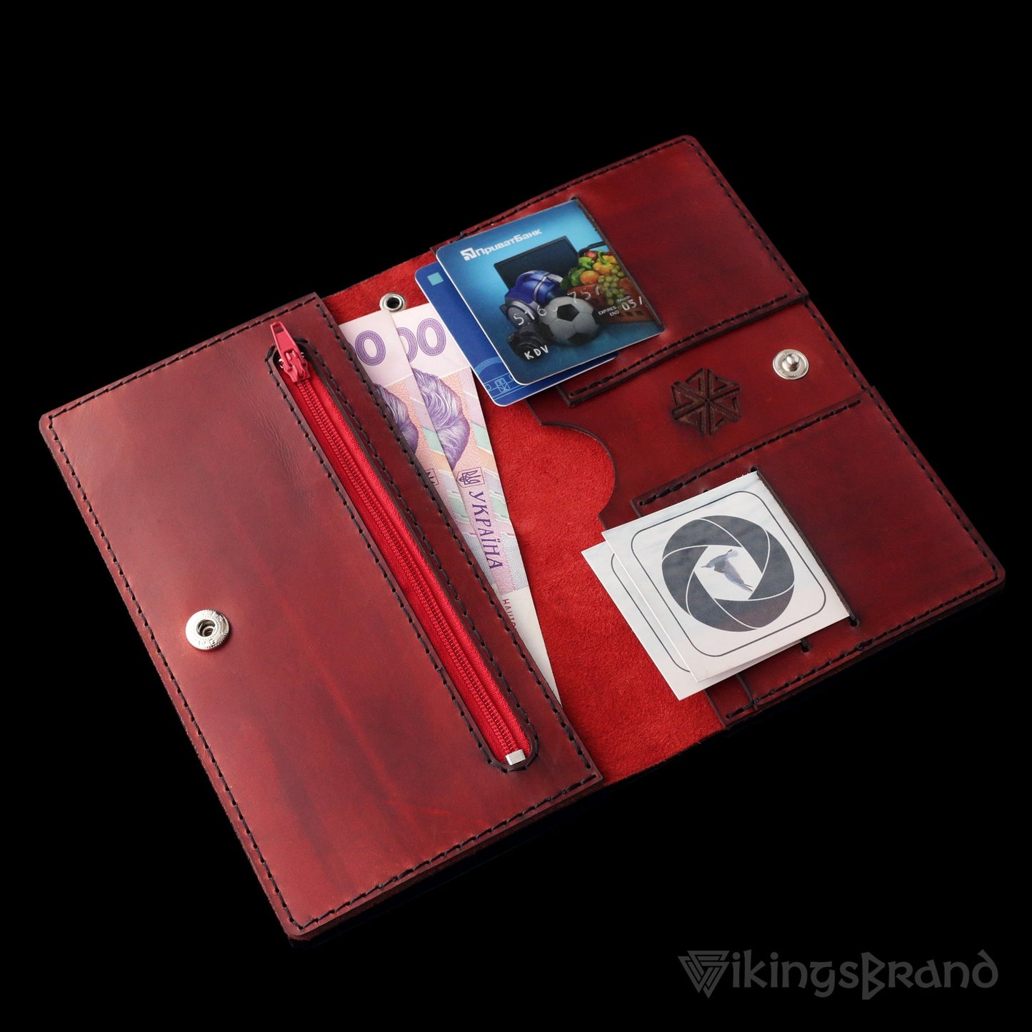Viking Men's Genuine Leather Wallet with Fehu Rune