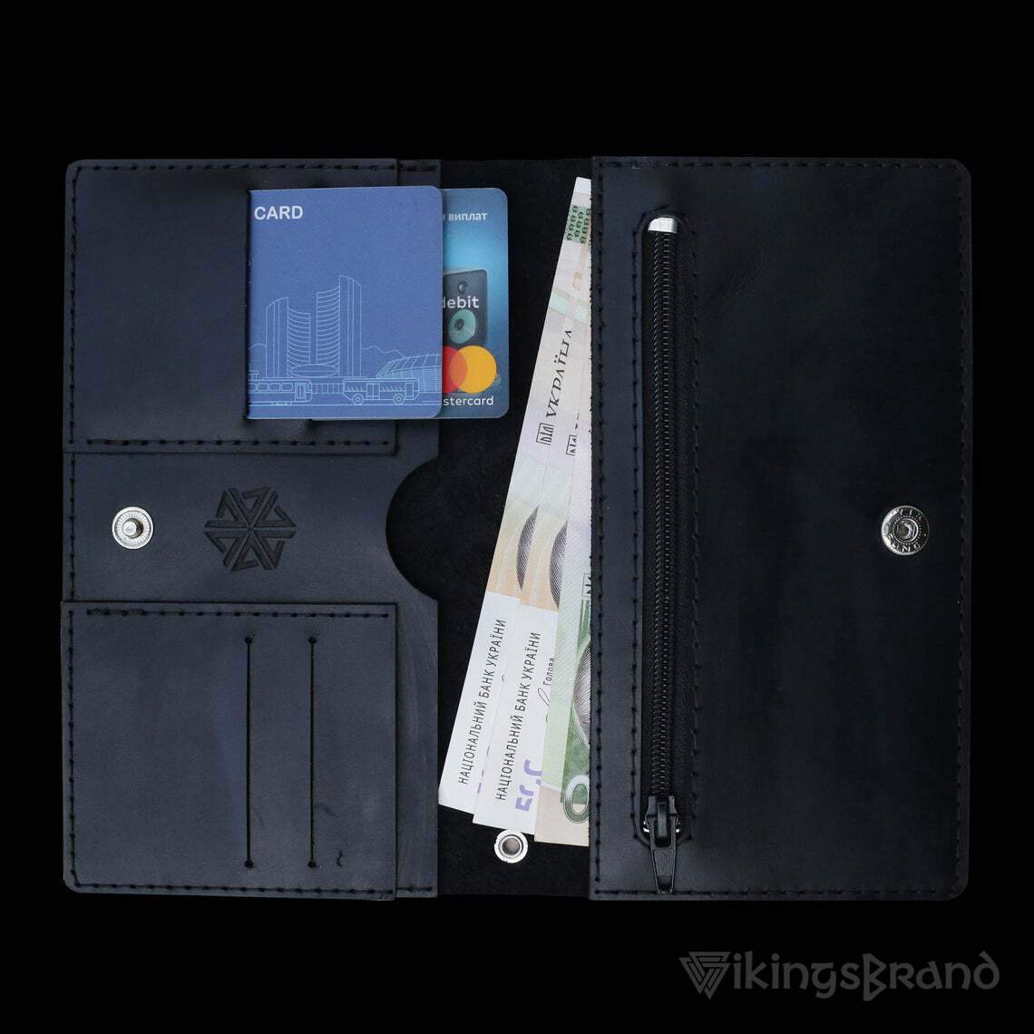 Viking Men's Genuine Leather Wallet with Fehu Rune