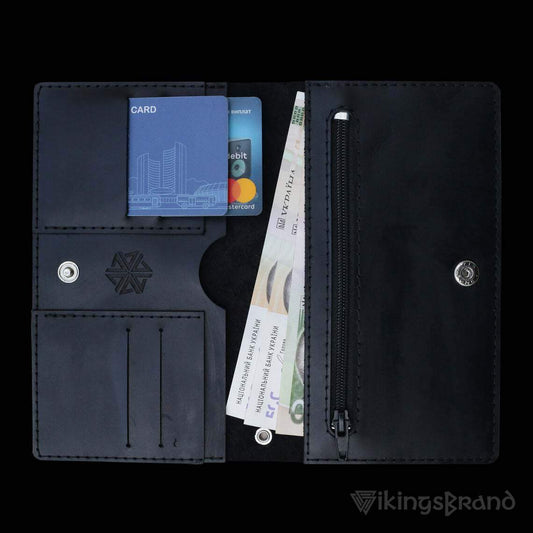 Viking Men's Genuine Leather Wallet with Fehu Rune